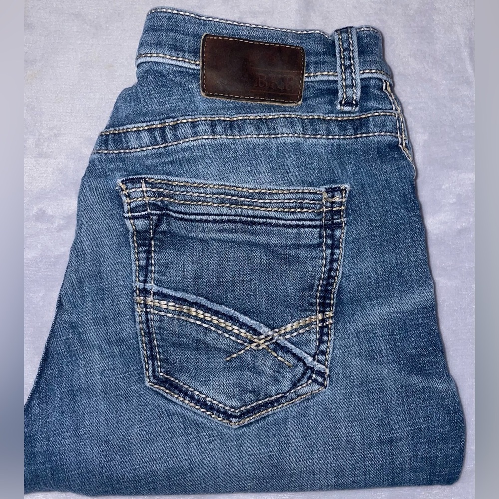 BKE Men’s Tyler Straight Leg Jean Cut Off Shorts Denim Raw Hem Waist 33”